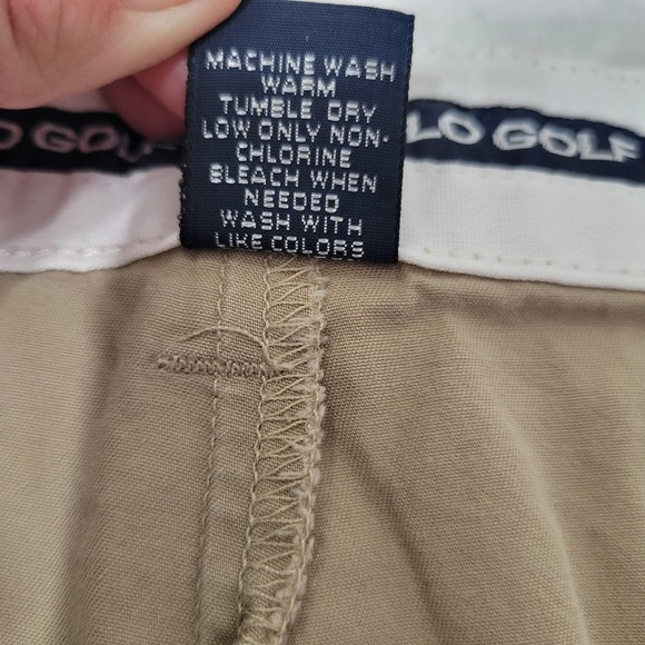 Vintage Polo Ralph Lauren Pleated Chino Golf Shorts Size 36 Tan Khaki Summer 8" - Picture 10 of 12